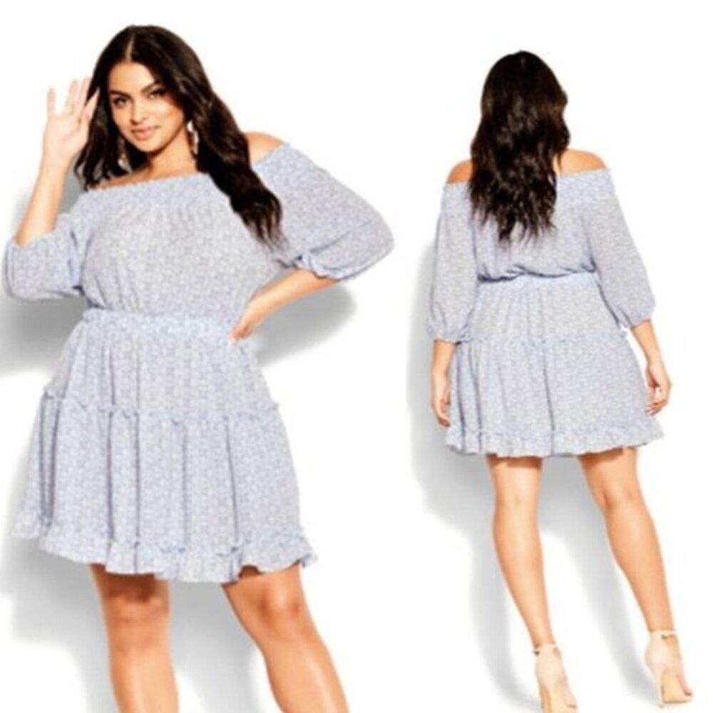 CITY CHIC OFF Shoulder Mini Pull Over Dress